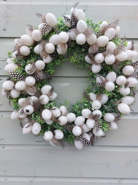 Egg and feather wreath
