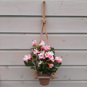 Ceramic Pot Hanger with Fuchsia flowers