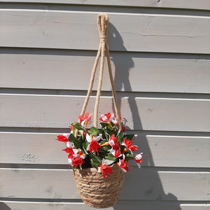 Straw Hanger with Fuchsia flowers