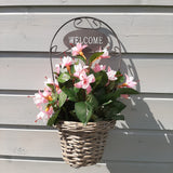 Welcome grey wicker basket ( flowers not included)